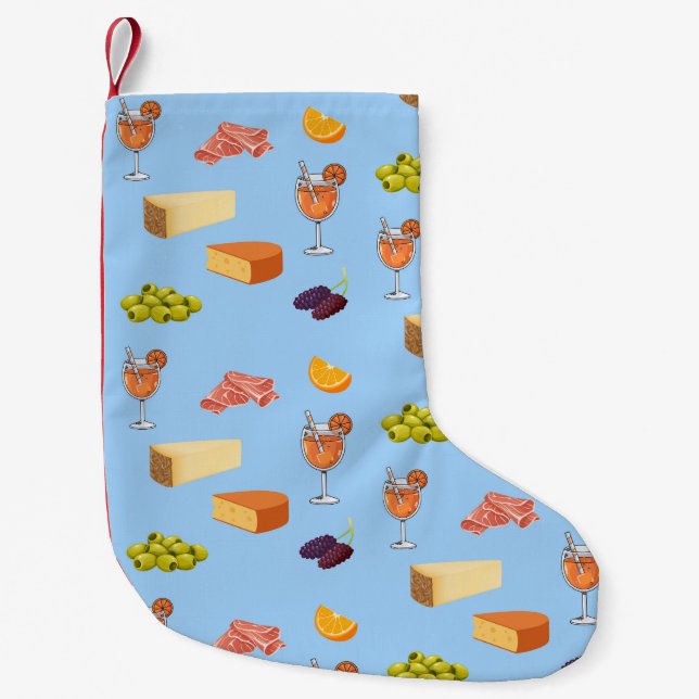 Meia De Natal Pequena Padrão de Aperol e Queijo (Frente)