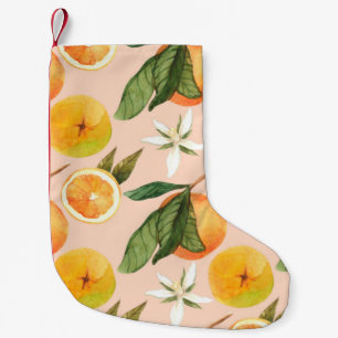 Meia De Natal Pequena Padrão de aquarelas sem costura com tangerinas