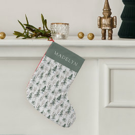 Meia De Natal Pequena Padrão de Árvore da Floresta do inverno Personaliz