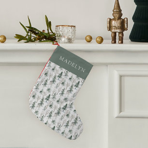 Meia De Natal Pequena Padrão de Árvore da Floresta do inverno Personaliz