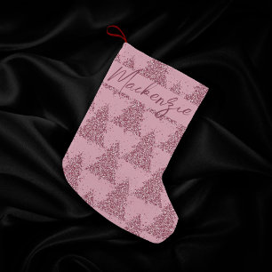 Meia De Natal Pequena Padrão de árvore elegante   Dusty Mauve Pink Perso