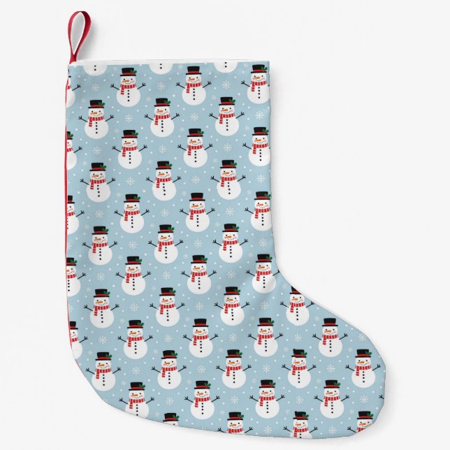 Meia De Natal Pequena Padrão de boneco de neve (Frente)