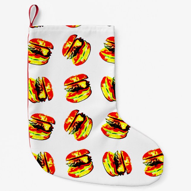 Meia De Natal Pequena Padrão de Burger (Frente)