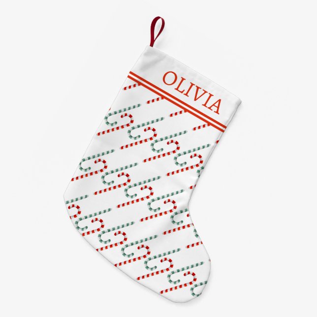 Meia De Natal Pequena Padrão De Caneta Festiva Com Feriado Monograma (Frente (Pendurada))
