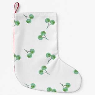 Meia De Natal Pequena Padrão de Cereja Verde