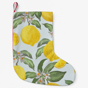 Meia De Natal Pequena Padrão de colheita de Frutas tropicais de Lemon