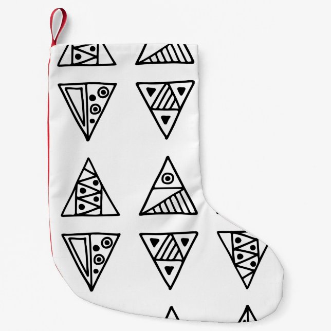 Meia De Natal Pequena Padrão de colheita sem costura. Geometri preto e b (Frente)