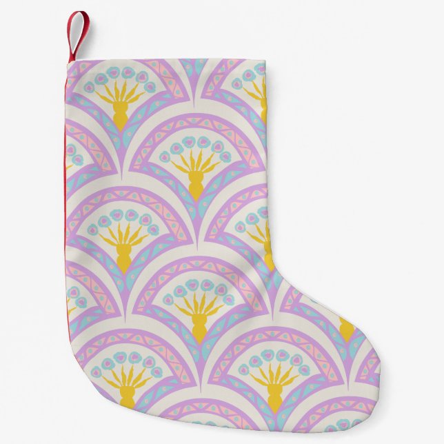 Meia De Natal Pequena padrão de concha em cores pastel (Frente)
