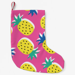 Meia De Natal Pequena  padrão de cores loucas de fruta de abacaxi sem d