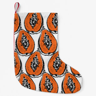 Meia De Natal Pequena Padrão De Desenho De Carvão Vintage Papaya.