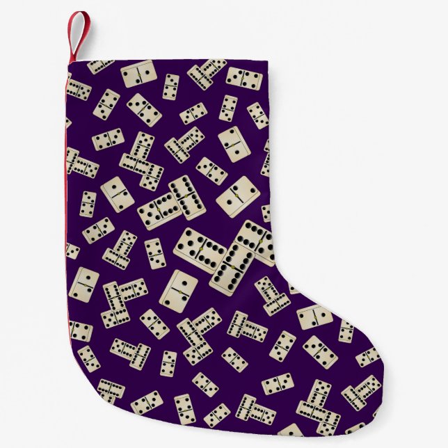 Meia De Natal Pequena Padrão de domino roxo divertido (Frente)