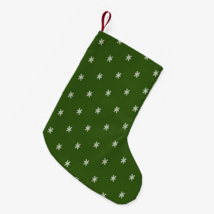 Meia De Natal Pequena Padrão de flocos de neve brancos verdes de flores