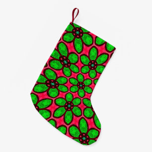 Meia De Natal Pequena Padrão de Flores de Abstrato Bonito