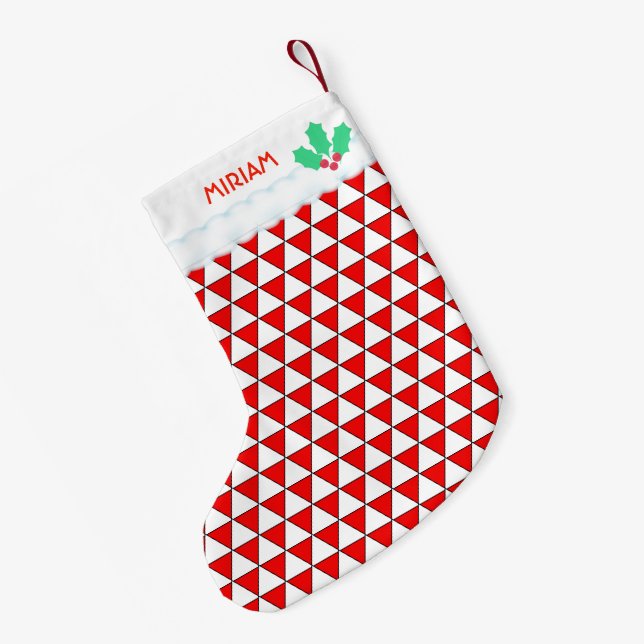 Meia De Natal Pequena Padrão de Forma Triangular (Verso (Pendurada))