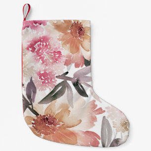 Meia De Natal Pequena Padrão de fundo floral de aquarelas,flor,arte,flo