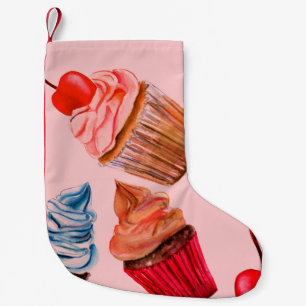 Meia De Natal Pequena Padrão de fundo uniforme dos cupcakes de aquarelas