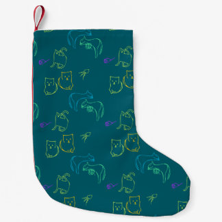 Meia De Natal Pequena Padrão de Gato Engraçado