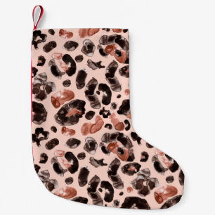 Meia De Natal Pequena Padrão de impressão de leopardo aquoso