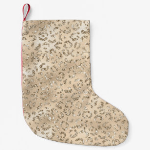 Meia De Natal Pequena Padrão de impressão de pele de leopardo Guepardo m