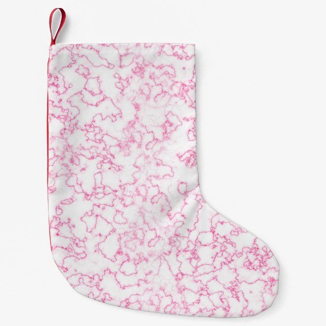 Meia De Natal Pequena Padrão de mármore rosa (Frente)