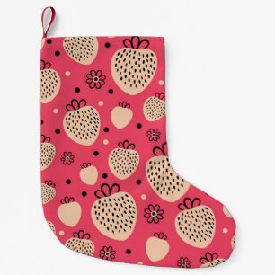 Meia De Natal Pequena Padrão de morango cor-de-rosa: design doce sem cos
