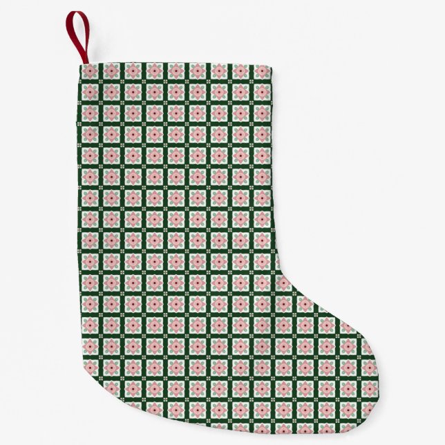 Meia De Natal Pequena Padrão de Natal (Frente)