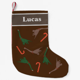 Meia De Natal Pequena Padrão de Natal de Dinossauro