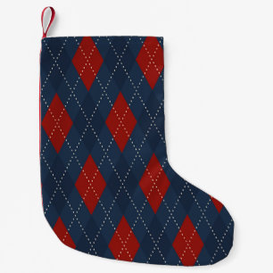Meia De Natal Pequena Padrão de Natal Real Blue Argyle
