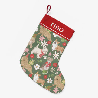 Meia De Natal Pequena Padrão de Papéis de Natal