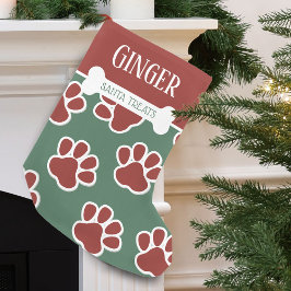 Meia De Natal Pequena Padrão de Pata de Cachorro Divertido Personalizado
