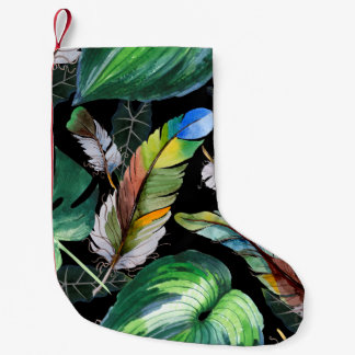 Meia De Natal Pequena Padrão de penas de aves aquáticas da asa. Aquarel