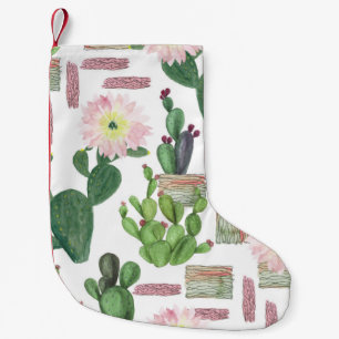Meia De Natal Pequena Padrão de pintura sem costura do Cactus Watercolor