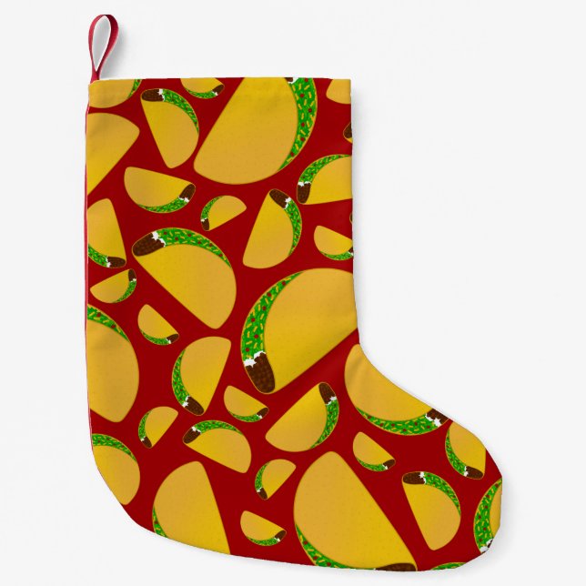 Meia De Natal Pequena Padrão de taco vermelho (Frente)
