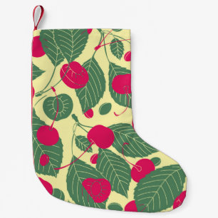 Meia De Natal Pequena Padrão de verão de cor brilhante com cerejas. Illu