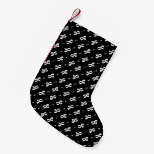 Meia De Natal Pequena Padrão de Violino - Preto e Branco