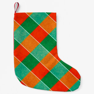 Meia De Natal Pequena Padrão de xadrez de tartã vermelha e verde