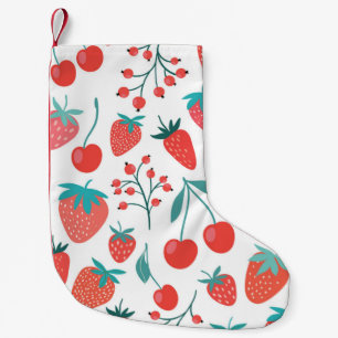 Meia De Natal Pequena Padrão decorativo sem costura com frutas, morango
