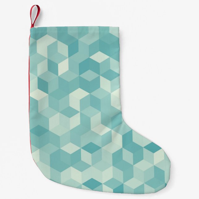 Meia De Natal Pequena Padrão descontínuo azul-claro hexagonal (Frente)