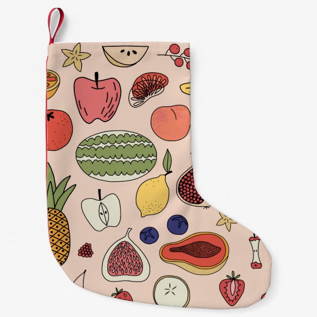 Meia De Natal Pequena padrão desenhado pela fruta (Frente)