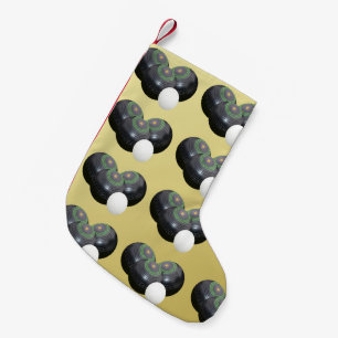 Meia De Natal Pequena Padrão Dourado E Preto De Bolinhos,