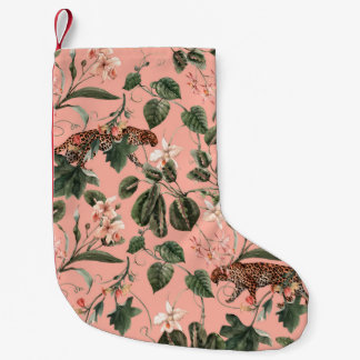 Meia De Natal Pequena Padrão exótico tropical aquarela com orquídea, gr