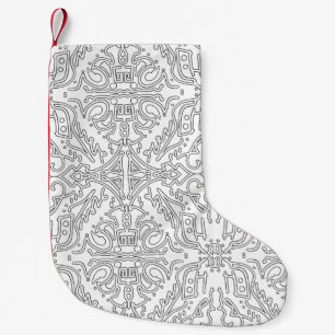 Meia De Natal Pequena Padrão Floral Cinza Minimalista