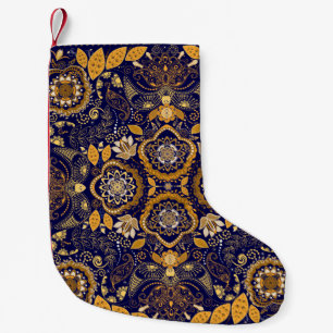 Meia De Natal Pequena Padrão floral de Paisley