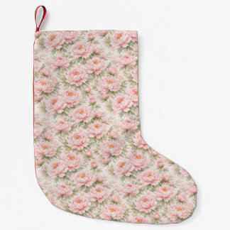 Meia De Natal Pequena Padrão Floral de Peônia em Aquarela Suave Sem Cost