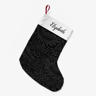 Meia De Natal Pequena Padrão Floral Preto Personalizado