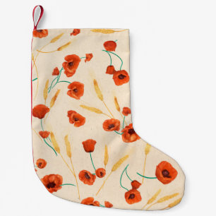 Meia De Natal Pequena Padrão floral selvagem num fundo claro
