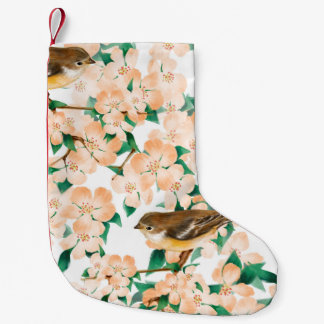 Meia De Natal Pequena Padrão floral sem costura com aves