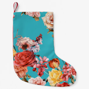 Meia De Natal Pequena Padrão floral sem costura com rosas, aquarela. fl