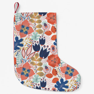 Meia De Natal Pequena Padrão floral sem costura em branco. Abstrato back