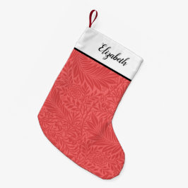 Meia De Natal Pequena Padrão Floral Vermelho Personalizado